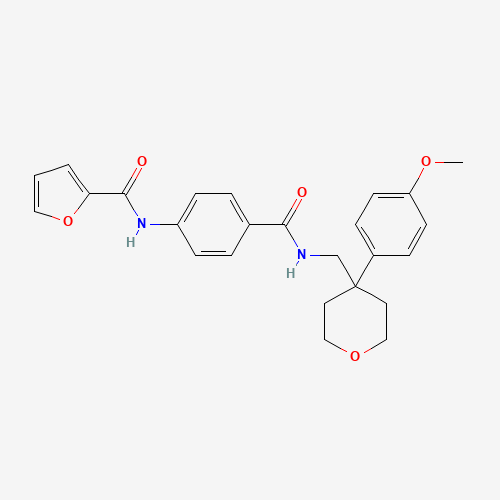N-[4-[[4-(4-methoxyphenyl)oxan-4-yl]methylcarbamoyl]phenyl]furan-2-carboxamide (CAS: 664993-53-7) - Chemical Structure and Molecular Formula 