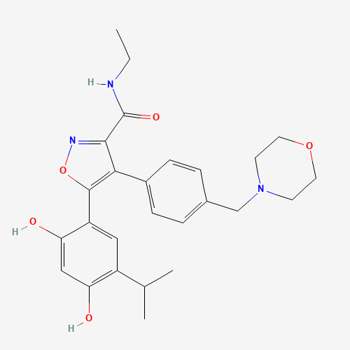 (5Z)-N-ethyl-5-(4-hydroxy-6-oxo-3-propan-2-ylcyclohexa-2,4-dien-1-ylidene)-4-[4-(morpholin-4-ylmethyl)phenyl]-2H-1,2-oxazole-3-carboxamide (CAS: 747412-49-3) - Chemical Structure and Molecular Formula 