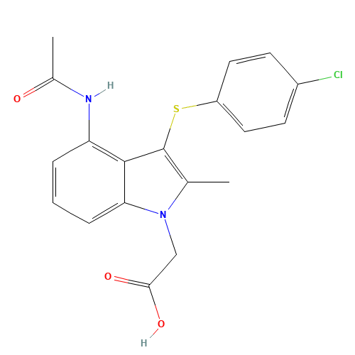 2-[4-acetamido-3-(4-chlorophenyl)sulfanyl-2-methylindol-1-yl]acetic acid (CAS: 802904-66-1) - Related Chemical Product