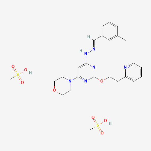 methanesulfonic acid;N-[(E)-(3-methylphenyl)methylideneamino]-6-morpholin-4-yl-2-(2-pyridin-2-ylethoxy)pyrimidin-4-amine (CAS: 870087-36-8) - Chemical Structure and Molecular Formula 