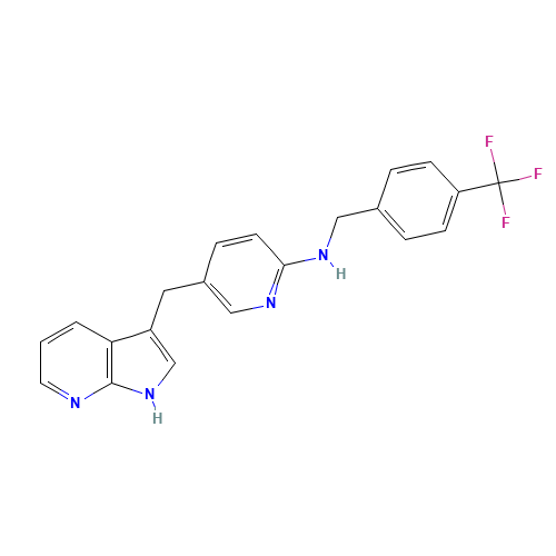 5-(1H-pyrrolo[2,3-b]pyridin-3-ylmethyl)-N-[[4-(trifluoromethyl)phenyl]methyl]pyridin-2-amine (CAS: 873786-09-5) - Chemical Structure and Molecular Formula 