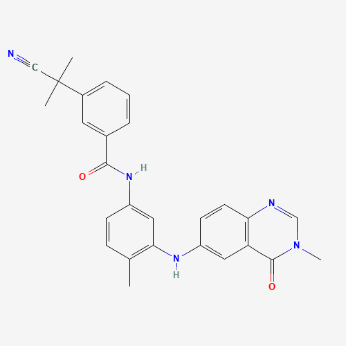 3-(2-cyanopropan-2-yl)-N-[4-methyl-3-[(3-methyl-4-oxoquinazolin-6-yl)amino]phenyl]benzamide (CAS: 878739-06-1) - Chemical Structure and Molecular Formula 