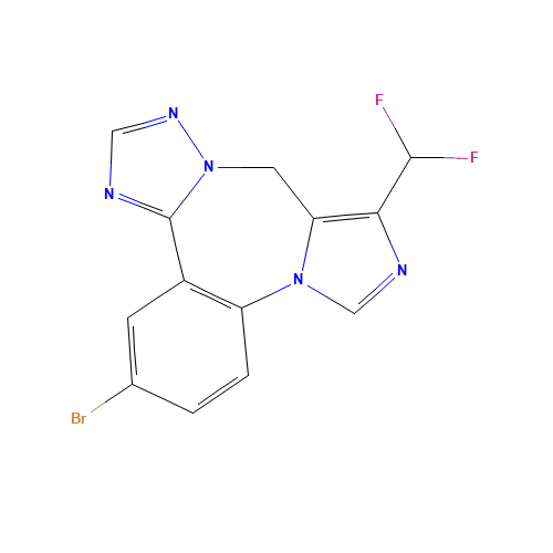 3-bromo-10-(difluoromethyl)-9H-benzo[f]imidazo[1,5-a][1,2,4]triazolo[1,5-d][1,4]diazepine (CAS: 883093-10-5) - Chemical Structure and Molecular Formula 