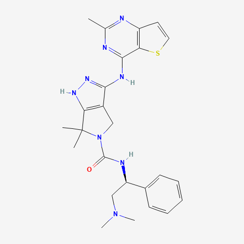N-[(1S)-2-(dimethylamino)-1-phenylethyl]-6,6-dimethyl-3-[(2-methylthieno[3,2-d]pyrimidin-4-yl)amino]-1,4-dihydropyrrolo[3,4-c]pyrazole-5-carboxamide (CAS: 898044-15-0) - Related Chemical Product