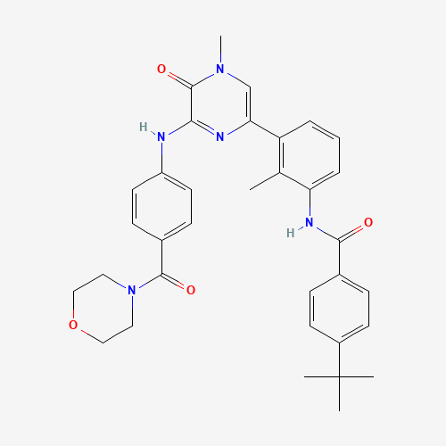 4-tert-butyl-N-[2-methyl-3-[4-methyl-6-[4-(morpholine-4-carbonyl)anilino]-5-oxopyrazin-2-yl]phenyl]benzamide (CAS: 910232-84-7) - Chemical Structure and Molecular Formula 