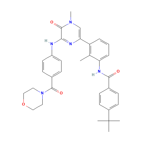 4-tert-butyl-N-[2-methyl-3-[4-methyl-6-[4-(morpholine-4-carbonyl)anilino]-5-oxopyrazin-2-yl]phenyl]benzamide (CAS: 910232-84-7) - Related Chemical Product