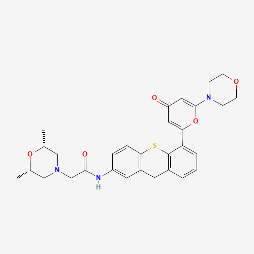 2-[(2S,6R)-2,6-dimethylmorpholin-4-yl]-N-[5-(6-morpholin-4-yl-4-oxopyran-2-yl)-9H-thioxanthen-2-yl]acetamide (CAS: 925701-49-1) - Related Chemical Product