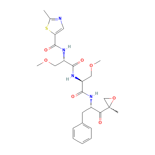 N-[(2S)-3-methoxy-1-[[(2S)-3-methoxy-1-[[(2S)-1-[(2R)-2-methyloxiran-2-yl]-1-oxo-3-phenylpropan-2-yl]amino]-1-oxopropan-2-yl]amino]-1-oxopropan-2-yl]-2-methyl-1,3-thiazole-5-carboxamide (CAS: 935888-69-0) - Related Chemical Product