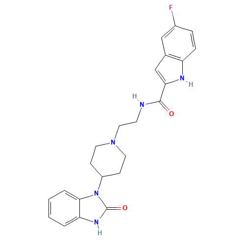 5-fluoro-N-[2-[4-(2-oxo-3H-benzimidazol-1-yl)piperidin-1-yl]ethyl]-1H-indole-2-carboxamide (CAS: 939055-18-2) - Related Chemical Product