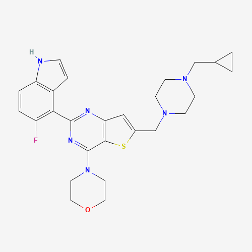 4-[6-[[4-(cyclopropylmethyl)piperazin-1-yl]methyl]-2-(5-fluoro-1H-indol-4-yl)thieno[3,2-d]pyrimidin-4-yl]morpholine (CAS: 955977-50-1) - Related Chemical Product