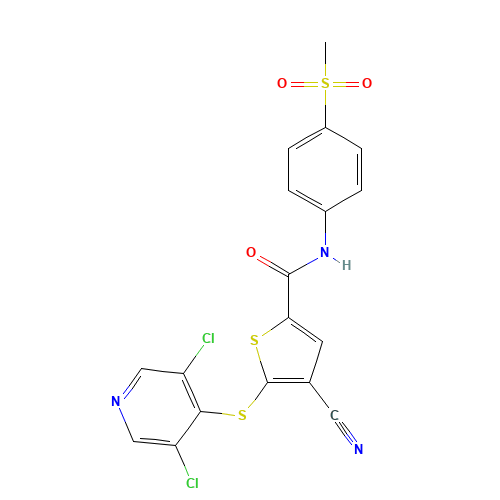 4-cyano-5-(3,5-dichloropyridin-4-yl)sulfanyl-N-(4-methylsulfonylphenyl)thiophene-2-carboxamide (CAS: 1247825-37-1) - Related Chemical Product