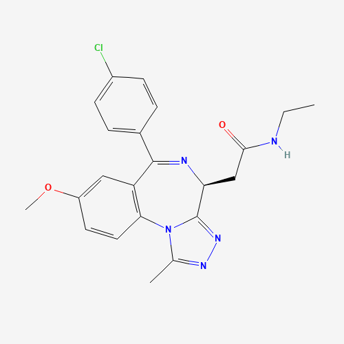 2-[(4S)-6-(4-chlorophenyl)-8-methoxy-1-methyl-4H-[1,2,4]triazolo[4,3-a][1,4]benzodiazepin-4-yl]-N-ethylacetamide (CAS: 1260907-17-2) - Chemical Structure and Molecular Formula 