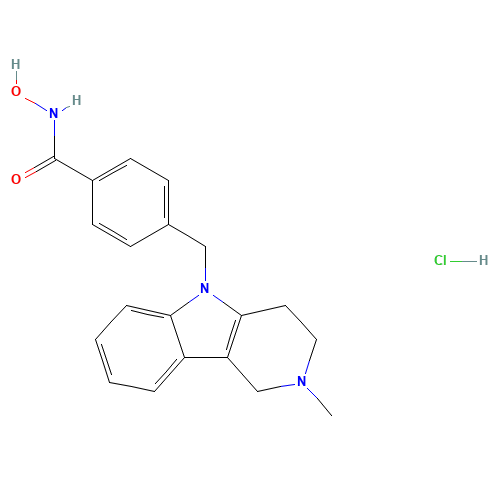 N-hydroxy-4-[(2-methyl-3,4-dihydro-1H-pyrido[4,3-b]indol-5-yl)methyl]benzamide;hydrochloride (CAS: 1310693-92-5) - Chemical Structure and Molecular Formula 