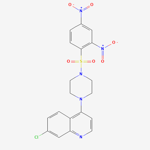 7-chloro-4-[4-(2,4-dinitrophenyl)sulfonylpiperazin-1-yl]quinoline (CAS: 1624602-30-7) - Chemical Structure and Molecular Formula 