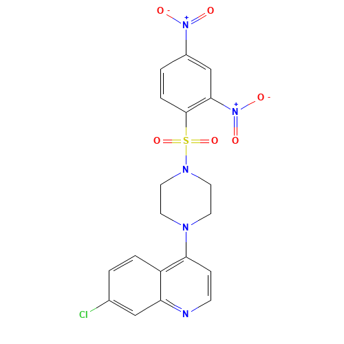 7-chloro-4-[4-(2,4-dinitrophenyl)sulfonylpiperazin-1-yl]quinoline (CAS: 1624602-30-7) - Chemical Structure and Molecular Formula 