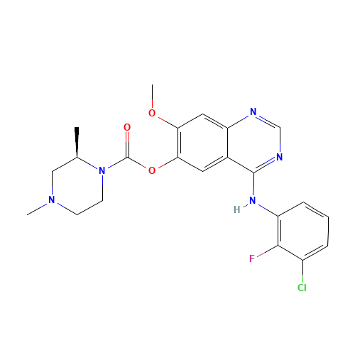 [4-(3-chloro-2-fluoroanilino)-7-methoxyquinazolin-6-yl] (2R)-2,4-dimethylpiperazine-1-carboxylate (CAS: 1626387-80-1) - Chemical Structure and Molecular Formula 