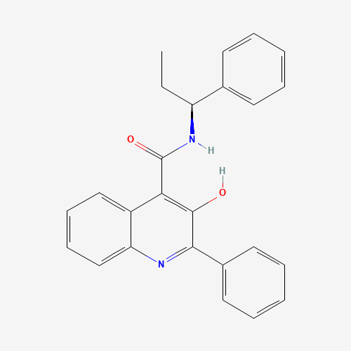 3-hydroxy-2-phenyl-N-[(1S)-1-phenylpropyl]quinoline-4-carboxamide (CAS: 174636-32-9) - Chemical Structure and Molecular Formula 