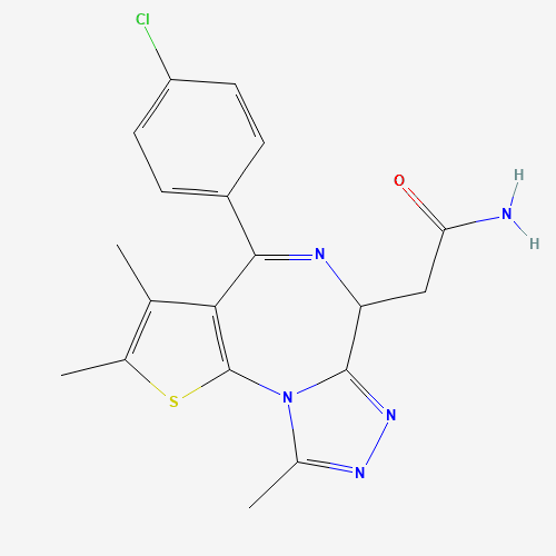 2-(4-(4-chlorophenyl)-2,3,9-trimethyl-6H-thieno[3,2-f][1,2,4]triazolo[4,3-a][1,4]diazepin-6-yl)acetamide (CAS: 202591-23-9) - Chemical Structure and Molecular Formula 