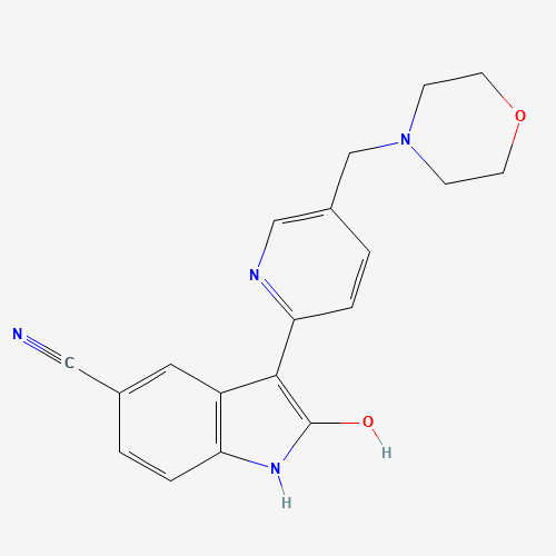 (3E)-3-[5-(morpholin-4-ylmethyl)-1H-pyridin-2-ylidene]-2-oxo-1H-indole-5-carbonitrile (CAS: 612487-72-6) - Chemical Structure and Molecular Formula 