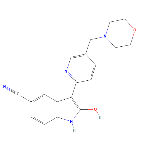 (3E)-3-[5-(morpholin-4-ylmethyl)-1H-pyridin-2-ylidene]-2-oxo-1H-indole-5-carbonitrile (CAS: 612487-72-6) - Related Chemical Product