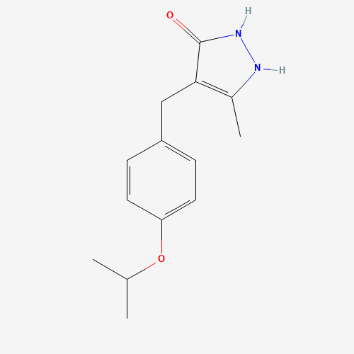 5-methyl-4-[(4-propan-2-yloxyphenyl)methyl]-1,2-dihydropyrazol-3-one (CAS: 329044-14-6) - Chemical Structure and Molecular Formula 