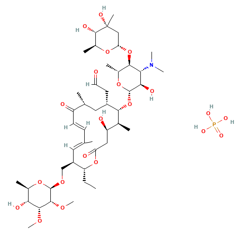 2-[(4R,5S,6S,7R,9R,11E,13E,15R,16R)-6-[(2R,3R,4R,5S,6R)-5-[(2S,4R,5S,6S)-4,5-dihydroxy-4,6-dimethyloxan-2-yl]oxy-4-(dimethylamino)-3-hydroxy-6-methyloxan-2-yl]oxy-16-ethyl-4-hydroxy-15-[[(2R,3R,4R,5R,6R)-5-hydroxy-3,4-dimethoxy-6-methyloxan-2-yl]oxymethyl]-5,9,13-trimethyl-2,10-dioxo-1-oxacyclohexadeca-11,13-dien-7-yl]acetaldehyde;phosphoric acid (CAS: 1405-53-4) - Related Chemical Product
