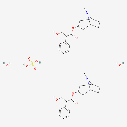 [(1R,5S)-8-methyl-8-azabicyclo[3.2.1]octan-3-yl] 3-hydroxy-2-phenylpropanoate;sulfuric acid;dihydrate (CAS: 73791-47-6) - Chemical Structure and Molecular Formula 