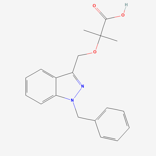 2-[(1-benzylindazol-3-yl)methoxy]-2-methylpropanoic acid (CAS: 130641-38-2) - Chemical Structure and Molecular Formula 