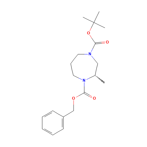(s)-hexahydro-1-benzyloxycarbonyl-4-(tert-butoxycarbonyl)-2-methyl-1H-1,4-diazepine (CAS: 1360538-91-5) - Chemical Structure and Molecular Formula 