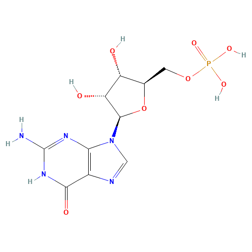 [(2R,3S,4R,5R)-5-(2-amino-6-oxo-3H-purin-9-yl)-3,4-dihydroxyoxolan-2-yl]methyl dihydrogen phosphate (CAS: 85-32-5) - Chemical Structure and Molecular Formula 