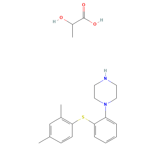 1-[2-(2,4-dimethylphenyl)sulfanylphenyl]piperazine;2-hydroxypropanoic acid (CAS: 1253056-29-9) - Chemical Structure and Molecular Formula 