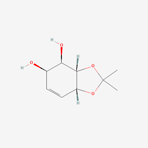 (3aS,4R,5R,7aR)-2,2-dimethyl-3a,4,5,7a-tetrahydro-1,3-benzodioxole-4,5-diol (CAS: 130669-76-0) - Chemical Structure and Molecular Formula 