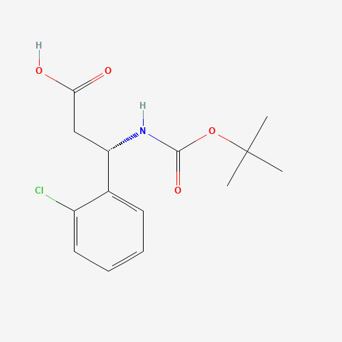 (3S)-3-(2-chlorophenyl)-3-[(2-methylpropan-2-yl)oxycarbonylamino]propanoic acid (CAS: 500770-73-0) - Chemical Structure and Molecular Formula 