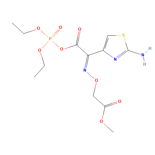 diethoxyphosphoryl (2Z)-2-(2-amino-1,3-thiazol-4-yl)-2-(2-methoxy-2-oxoethoxy)iminoacetate (CAS: 25188-98-1) - Chemical Structure and Molecular Formula 