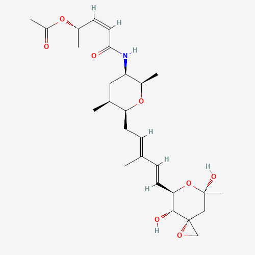 2-Pentenamide,4-(acetyloxy)-N-[(2R,3R,5S,6S)-6-[(2E,4E)-5-[(3R,4R,5R,7S)-4,7-dihydroxy-7-methyl-1,6-dioxaspiro [2.5]oct-5-yl]-3-methyl-2,4-pentadienyl]tetrahydro-2,5-dimethyl-2H-pyran-3-yl]-,(2Z,4S)-  (9CI) (CAS: 146478-72-0) - Chemical Structure and Molecular Formula 
