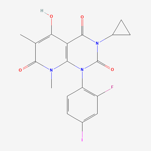 3-cyclopropyl-1-(2-fluoro-4-iodophenyl)-5-hydroxy-6,8-diMethylpyrido[2,3-d]pyriMidine-2,4,7(1H,3H,8H)-trione (CAS: 871700-24-2) - Chemical Structure and Molecular Formula 