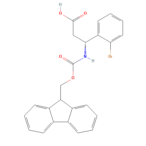 (3R)-3-(2-bromophenyl)-3-(9H-fluoren-9-ylmethoxycarbonylamino)propanoic acid (CAS: 517905-84-9) - Chemical Structure and Molecular Formula 
