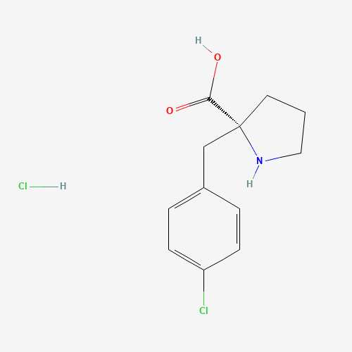 (2R)-2-[(4-chlorophenyl)methyl]pyrrolidine-2-carboxylic acid;hydrochloride (CAS: 1049741-04-9) - Chemical Structure and Molecular Formula 