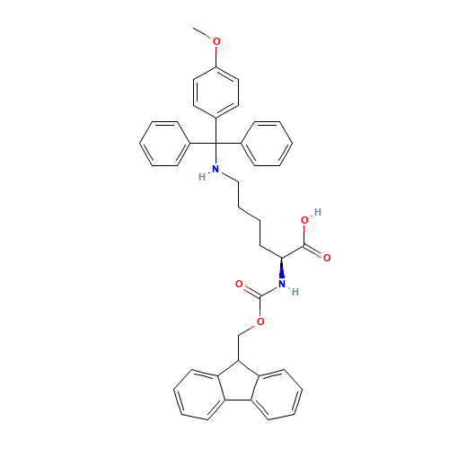 (2S)-2-(9H-fluoren-9-ylmethoxycarbonylamino)-6-[[(4-methoxyphenyl)-diphenylmethyl]amino]hexanoic acid (CAS: 159857-60-0) - Chemical Structure and Molecular Formula 