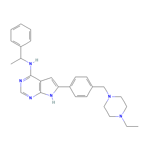 6-[4-[(4-ethylpiperazin-1-yl)methyl]phenyl]-N-[(1S)-1-phenylethyl]-7H-pyrrolo[2,3-d]pyrimidin-4-amine (CAS: 1155336-34-7) - Related Chemical Product