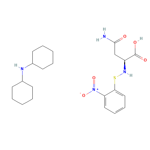 (2S)-4-amino-2-[(2-nitrophenyl)sulfanylamino]-4-oxobutanoic acid;N-cyclohexylcyclohexanamine (CAS: 7675-59-4) - Chemical Structure and Molecular Formula 
