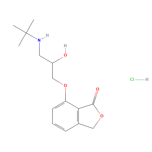 7-[3-(tert-butylamino)-2-hydroxypropoxy]-3H-2-benzofuran-1-one;hydrochloride (CAS: 55104-39-7) - Chemical Structure and Molecular Formula 