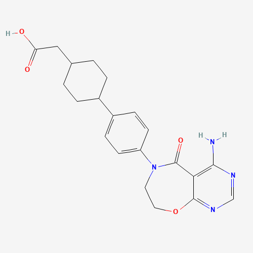 2-[4-[4-(4-amino-5-oxo-7,8-dihydropyrimido[5,4-f][1,4]oxazepin-6-yl)phenyl]cyclohexyl]acetic acid (CAS: 1109276-89-2) - Related Chemical Product