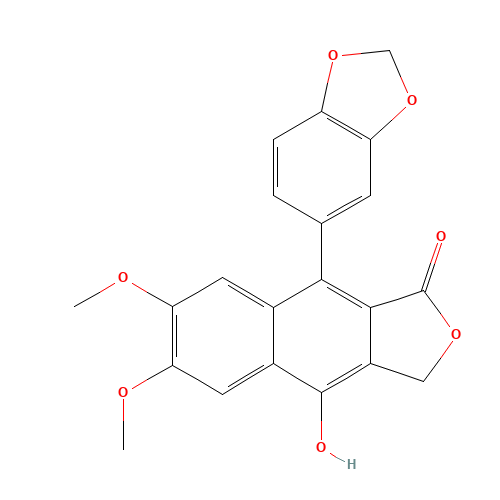 9-(1,3-benzodioxol-5-yl)-4-hydroxy-6,7-dimethoxy-3H-benzo[f][2]benzofuran-1-one (CAS: 22055-22-7) - Related Chemical Product