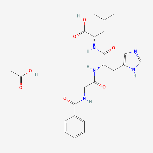 acetic acid;(2S)-2-[[(2S)-2-[(2-benzamidoacetyl)amino]-3-(1H-imidazol-5-yl)propanoyl]amino]-4-methylpentanoic acid (CAS: 103404-54-2) - Chemical Structure and Molecular Formula 