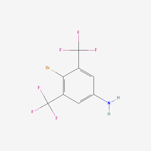 4-Bromo-3,5-bis(trifluoromethyl)aniline chemical structure 4-Bromo-3,5-bis(trifluoromethyl)aniline (CAS: 268733-18-2) - Chemical Structure and Molecular Formula