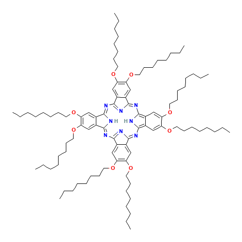 2,3,9,10,16,17,23,24-Octakis(octyloxy)-29H,31H-phthalocyanine (CAS: 119457-81-7) - Chemical Structure and Molecular Formula 