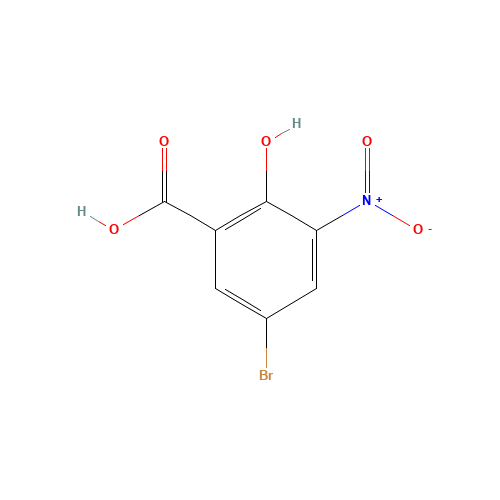 5-Bromo-2-hydroxy-3-nitrobenzoic acid (CAS: 10169-50-3) - Chemical Structure and Molecular Formula 