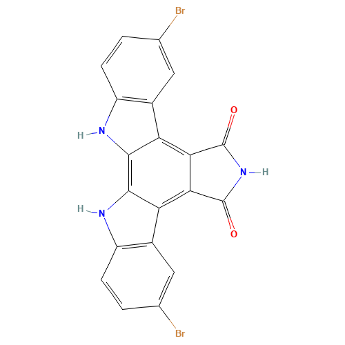12,13-Dihydro-3,9-dibromo-5H-Indolo[2,3-a]pyrrolo[3,4-c]carbazole-5,7(6H)-dione (CAS: 118458-61-0) - Chemical Structure and Molecular Formula 