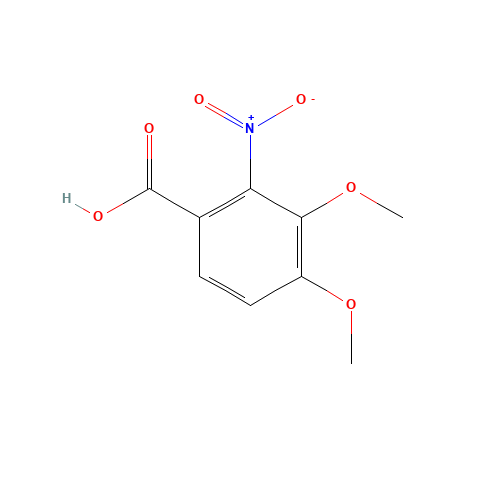 3,4-dimethoxy-2-nitrobenzoic acid (CAS: 79025-28-8) - Chemical Structure and Molecular Formula 